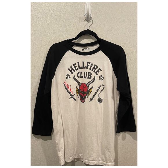 NETFLIX Stranger Things Hellfire Club Classic 3/4 Sleeve Shirt - Picture 1 of 2
